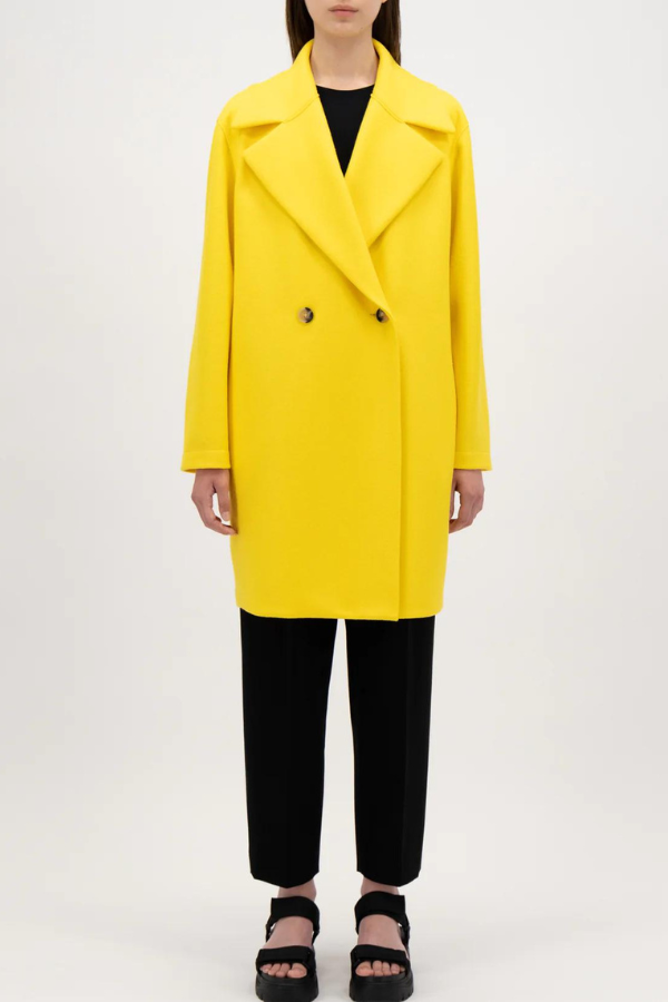 Harris Wharf | Light Pressed Wool Double Breasted Overcoat - Pineapple