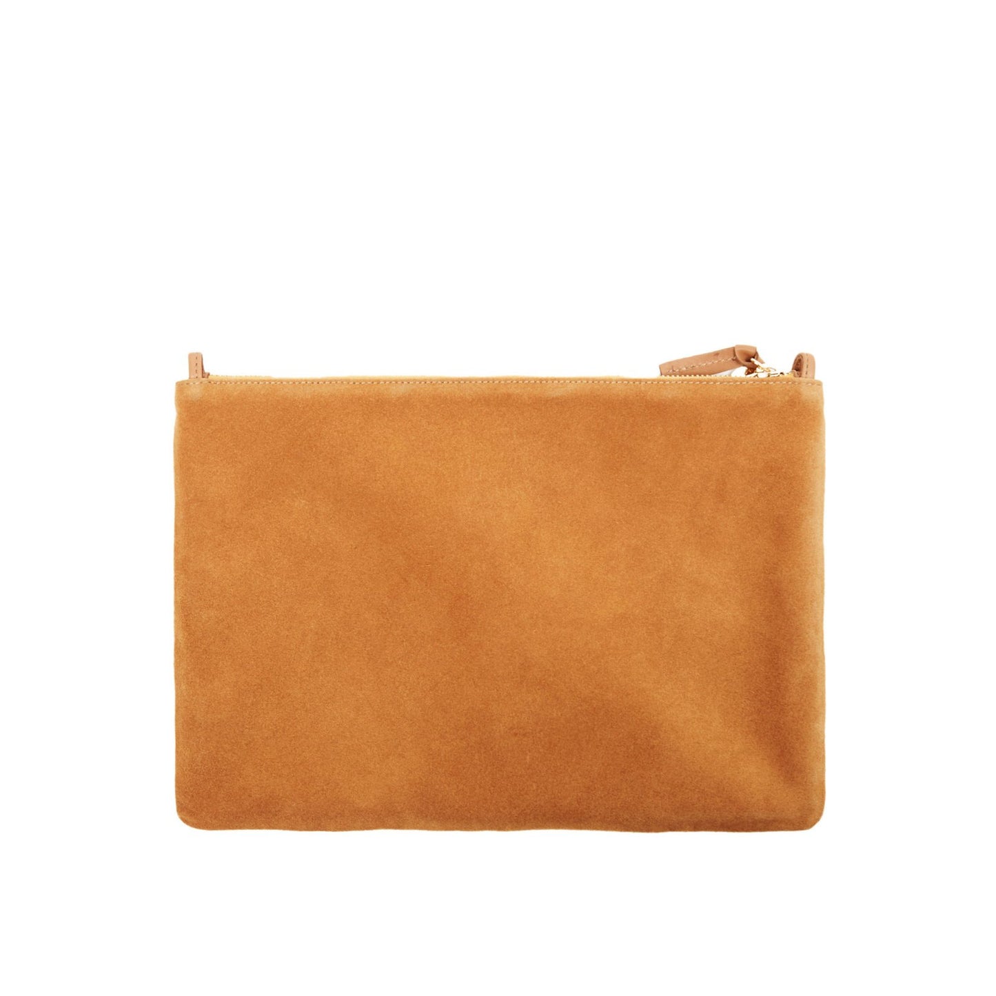 Clare V. | Flat Clutch with Tabs - Camel Suede with Strips