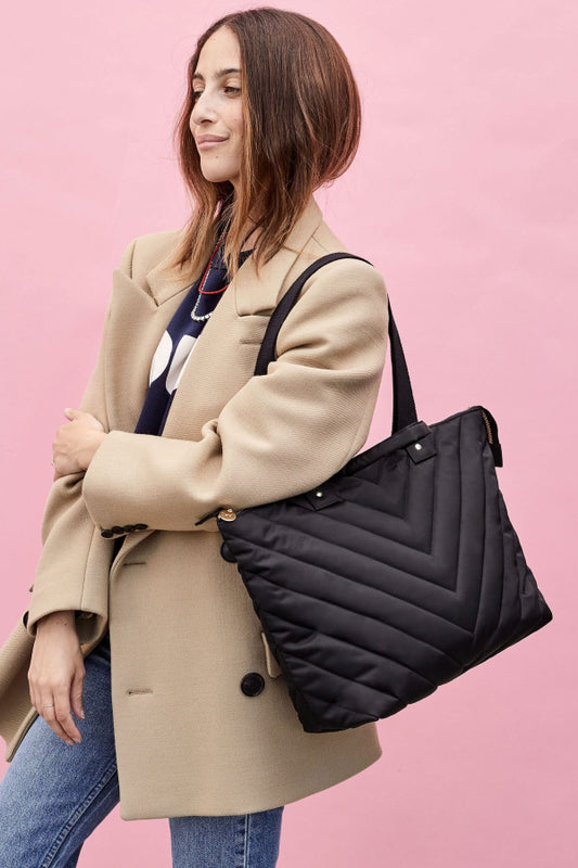 Clare V | Le Zip Sac - Black Quilt Puffer