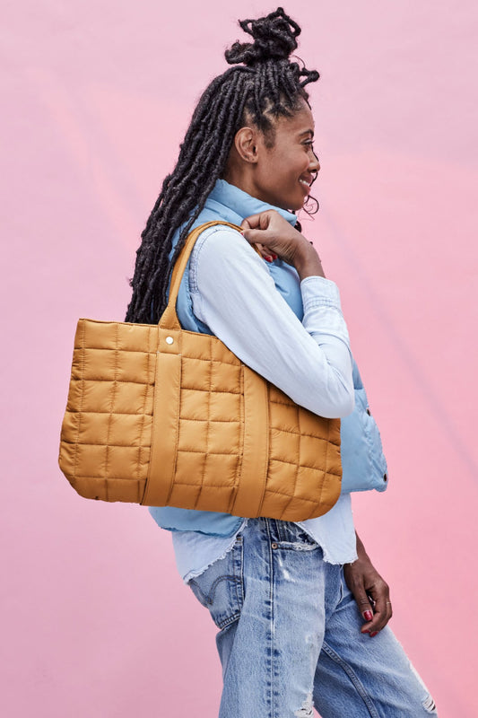 Clare V | Tropezienne Puffer Bag - Quilted Mustard