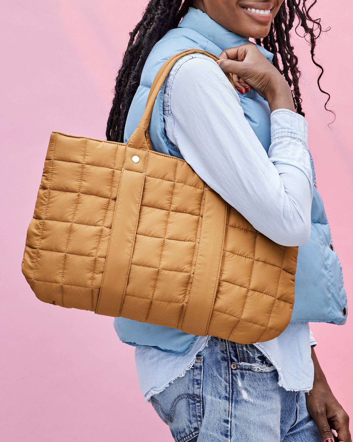 Clare V | Tropezienne Puffer Bag - Quilted Mustard