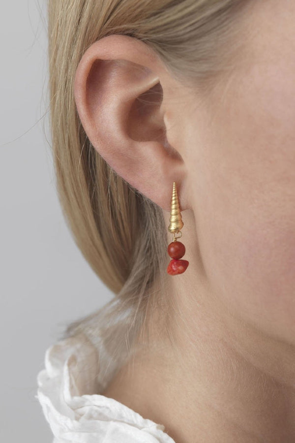 Anni Lu | Turret Shell Earring (Pair) - Burnt Coral